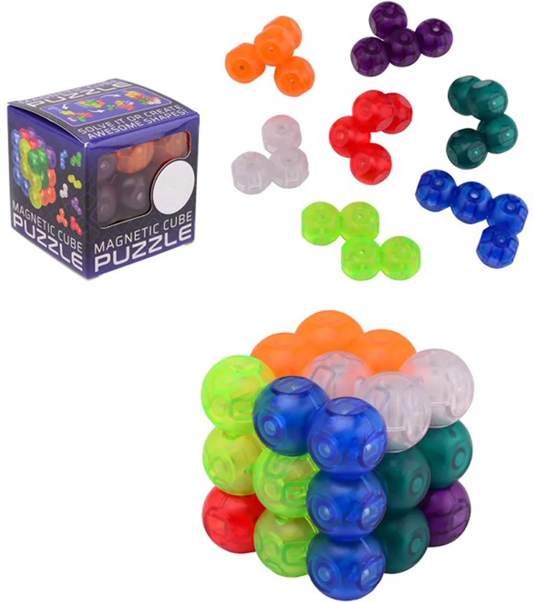 Johntoy Magnetische Puzzelkubus 7-delig - 6x6cm - Multicolor