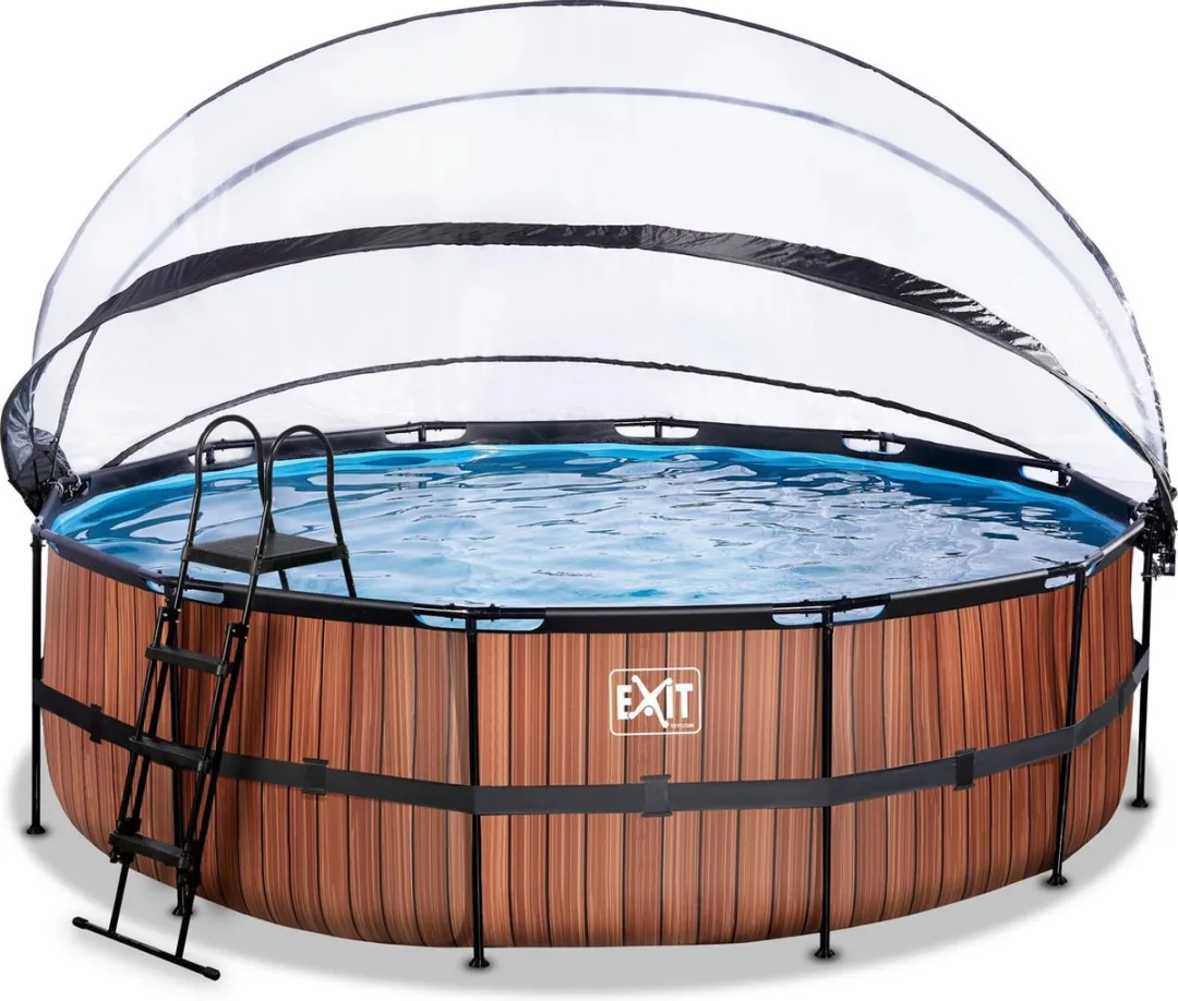 EXIT Wood Zwembad 508cm Bruin - 19.330L - met Zandfilterpomp & Overkapping