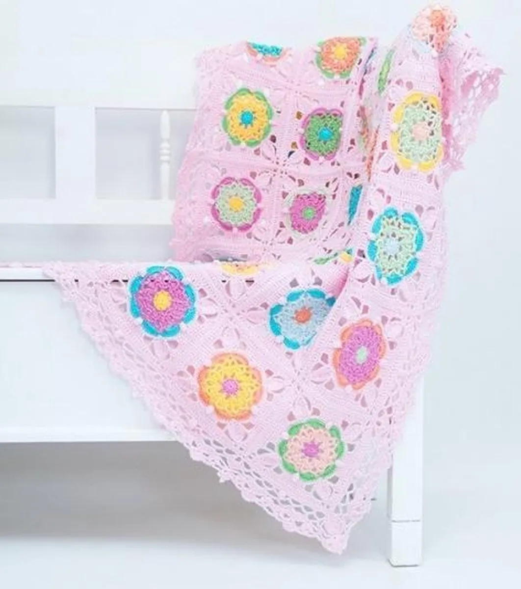 Durable Haakpakket Coaster Square Deken Roze