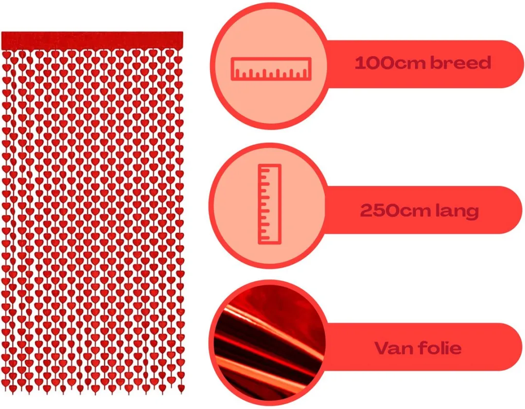 Valentijn decoratie - Hartjes gordijn