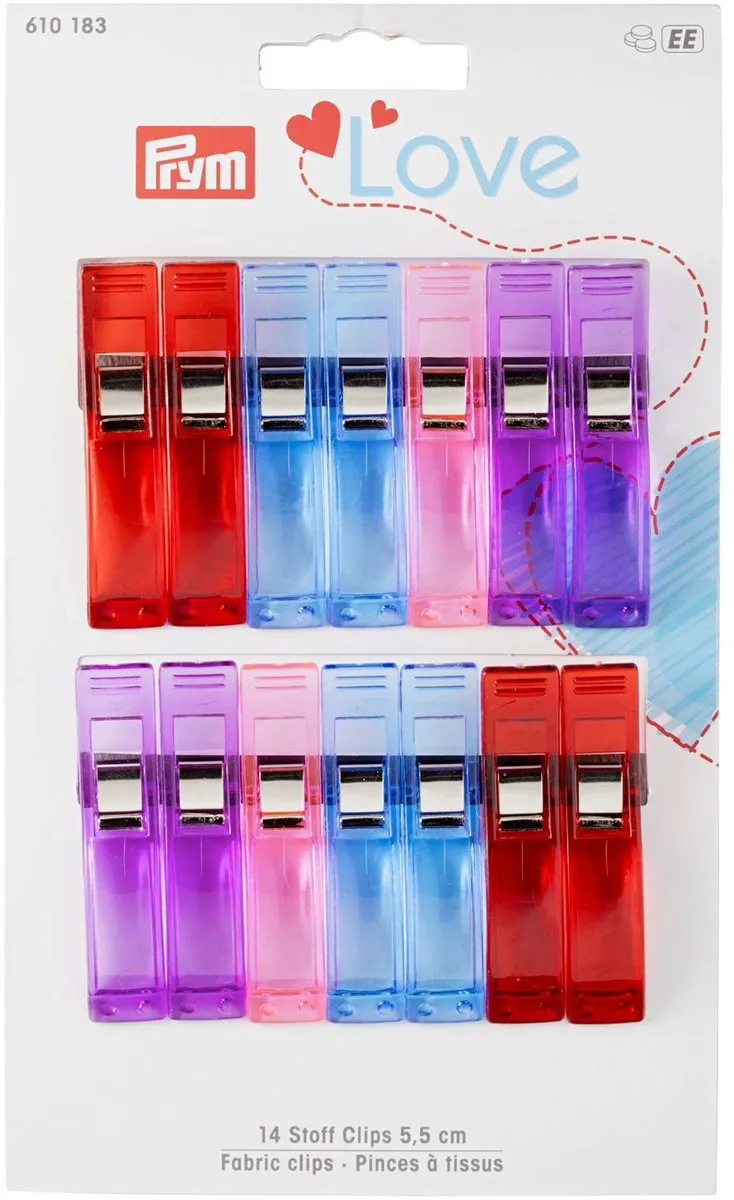 Prym Love Stofclips - 12 Stuks - Rood/Blauw/Paars/Roz - afbeelding 6 van 6