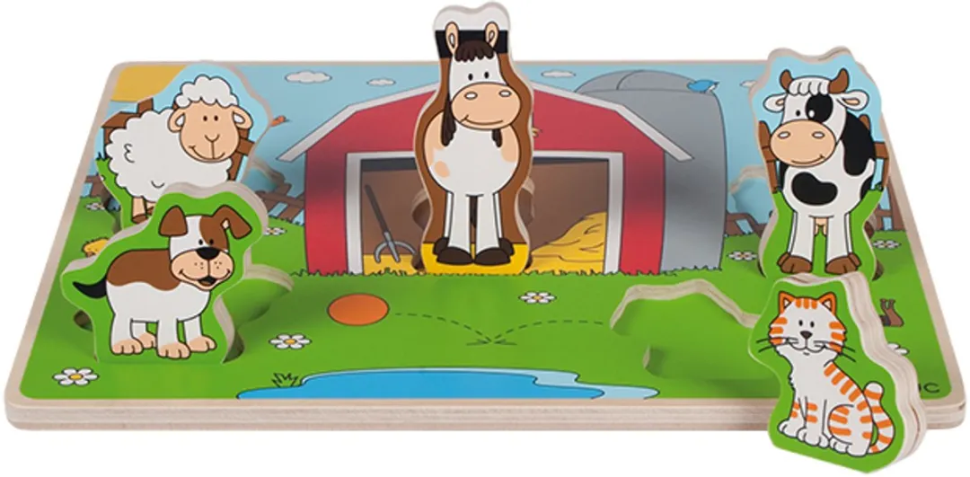 Beleduc Funny Friends Farm Vormenpuzzel - 5 Stuks - Multicolor