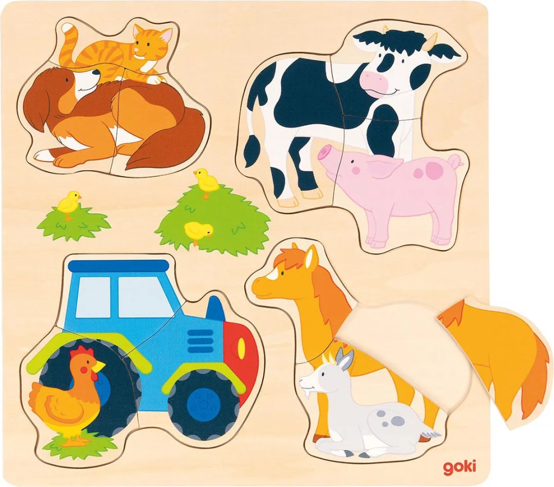 Goki Farm Animals Puzzle 12 Stuks