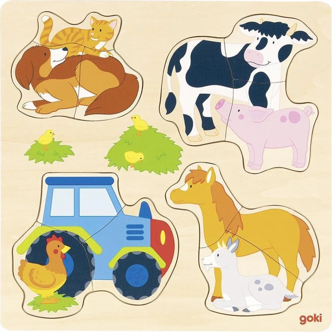 Goki Farm Animals Puzzle 12 Stuks - Multicolor