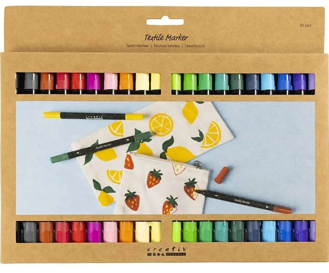 Creativ Company Textielstiften 20 Stuks - Multikleur