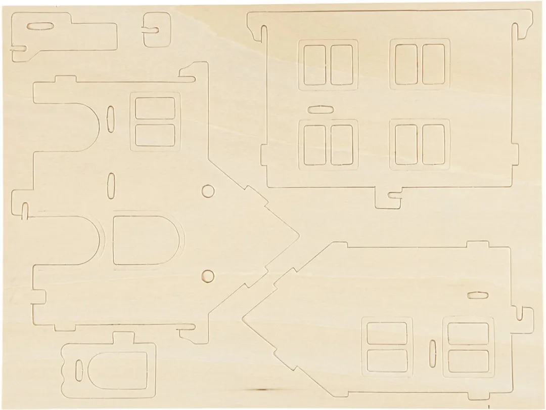 Creativ Company Houten Constructie Set Huis 22,5x16x17,5cm - Lichtbruin