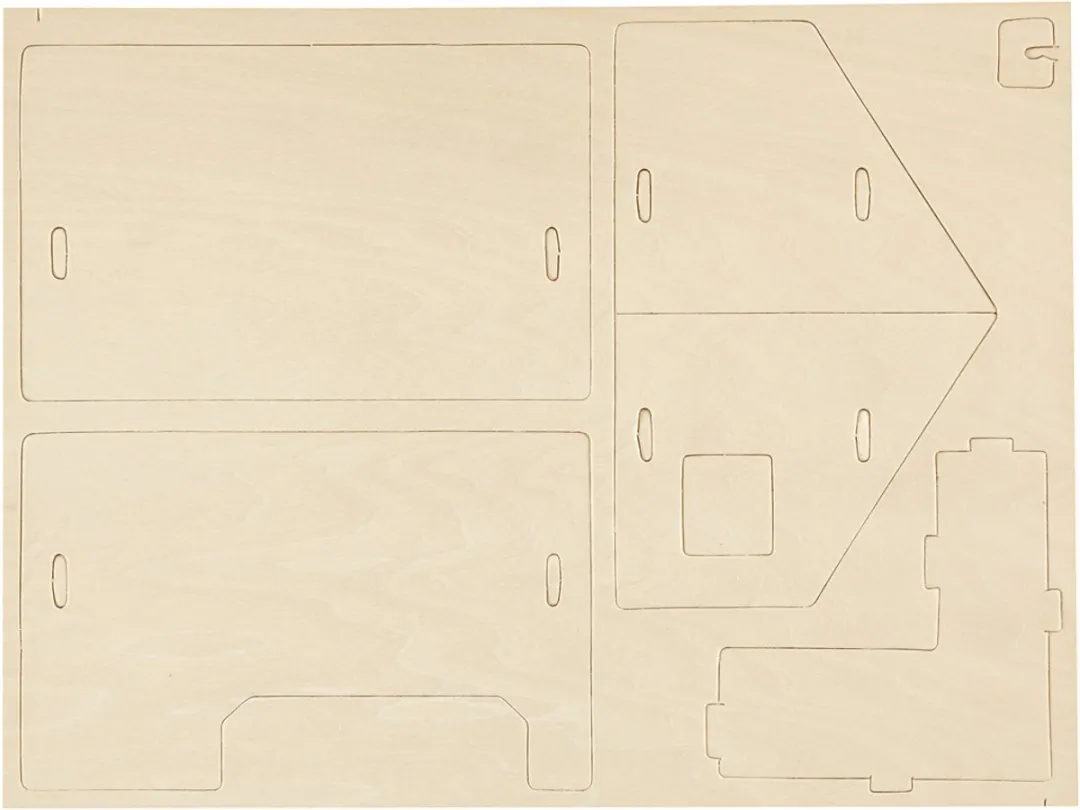 Creativ Company Houten Constructie Set Huis 22,5x16x17,5cm - Lichtbruin