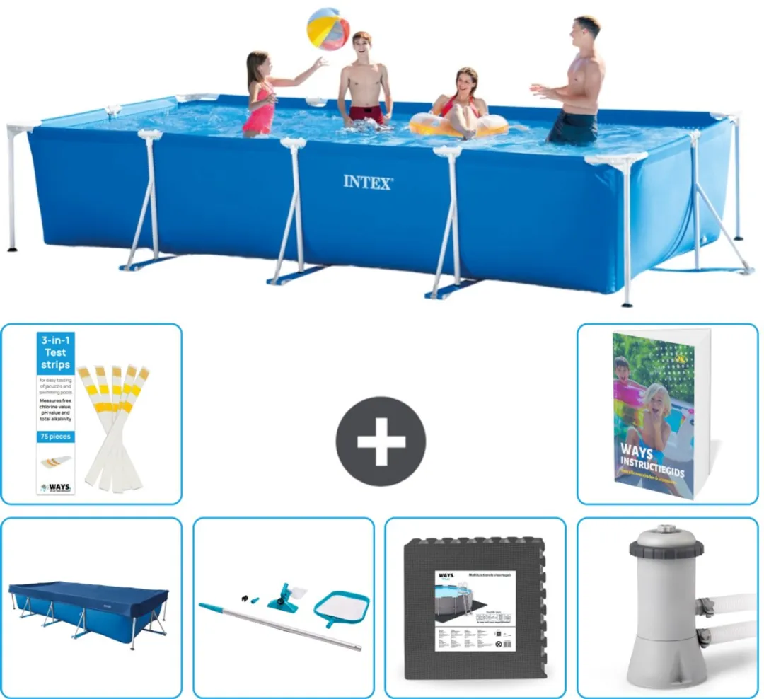 Intex Rechthoekig Frame Zwembad 450x220cm - Blauw - 7-delig
