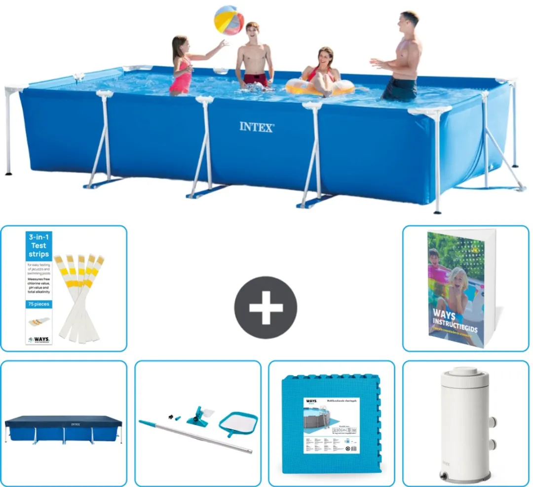 Intex Rechthoekig Frame Zwembad 450x220cm - Blauw - 7-delig