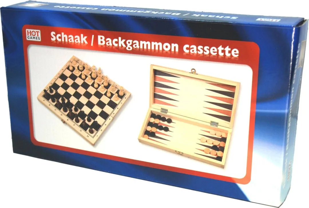 HOT Games Schaak Backgammon Klapcassette 670011 - 2 Spelers