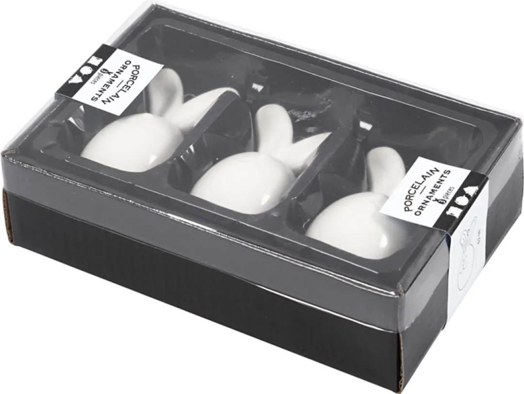 Creativ Company Keramieken Konijnen 7,2cm - 3 Stuks Multicolor