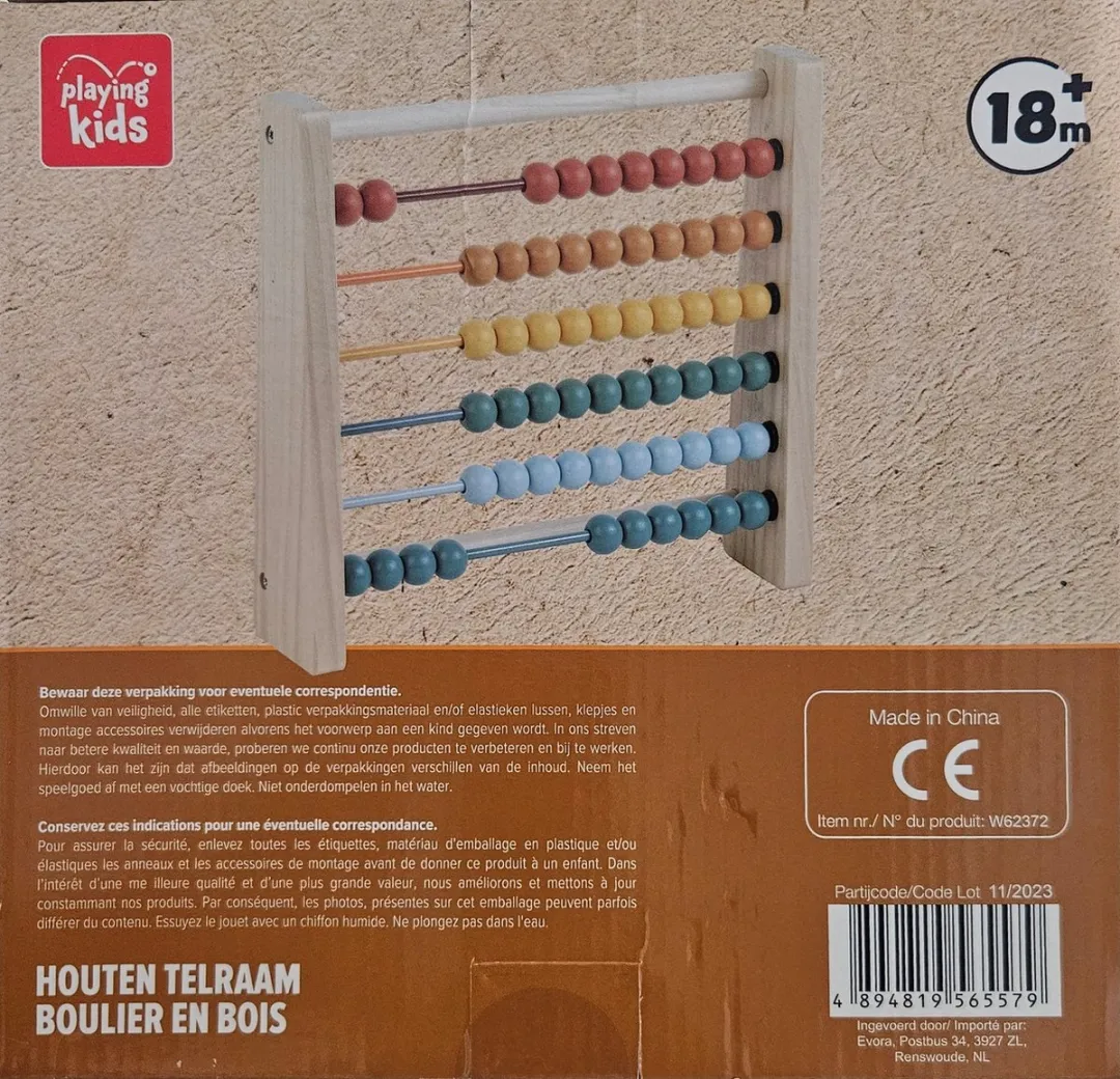 Playing Kids Houten Telraam Pastelkleuren