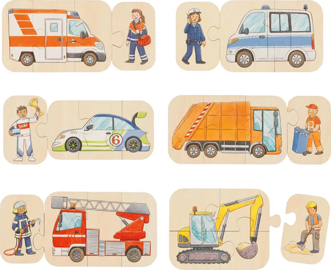 Goki Vehicles Puzzle 24 Stuks - Multi kleuren