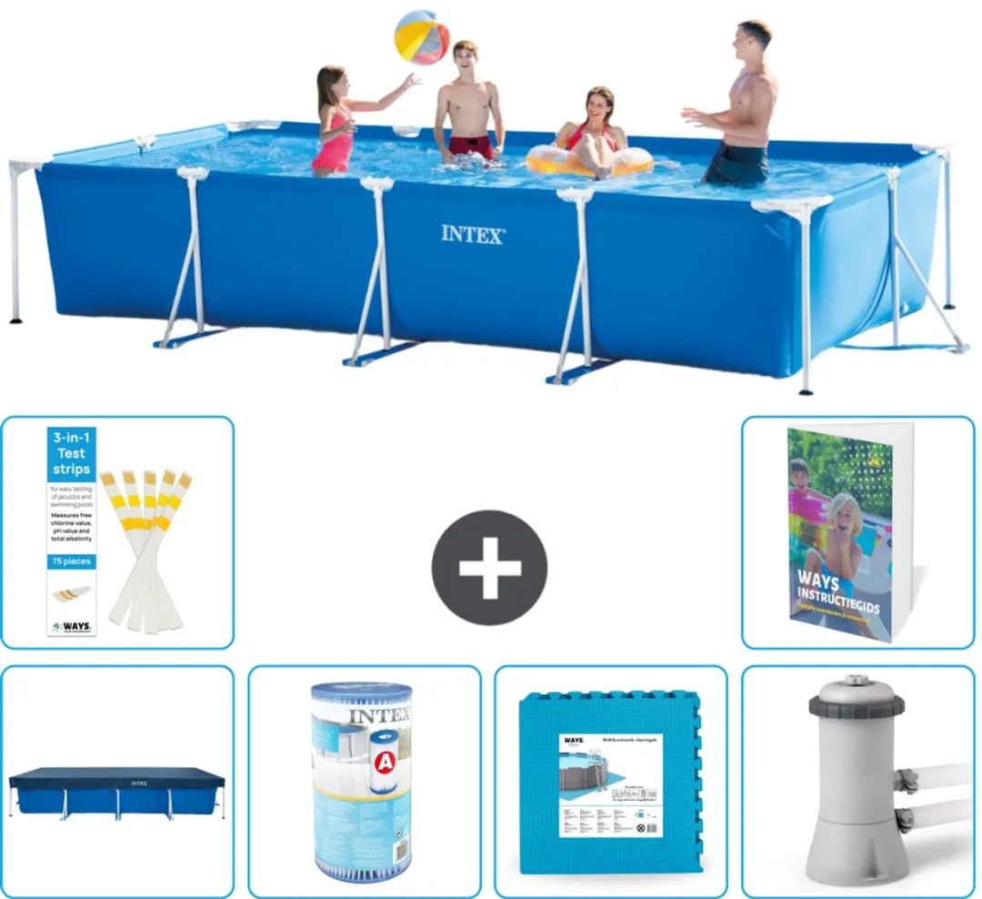 Intex Rechthoekig Frame Zwembad 450x220cm - Blauw - 7-delig