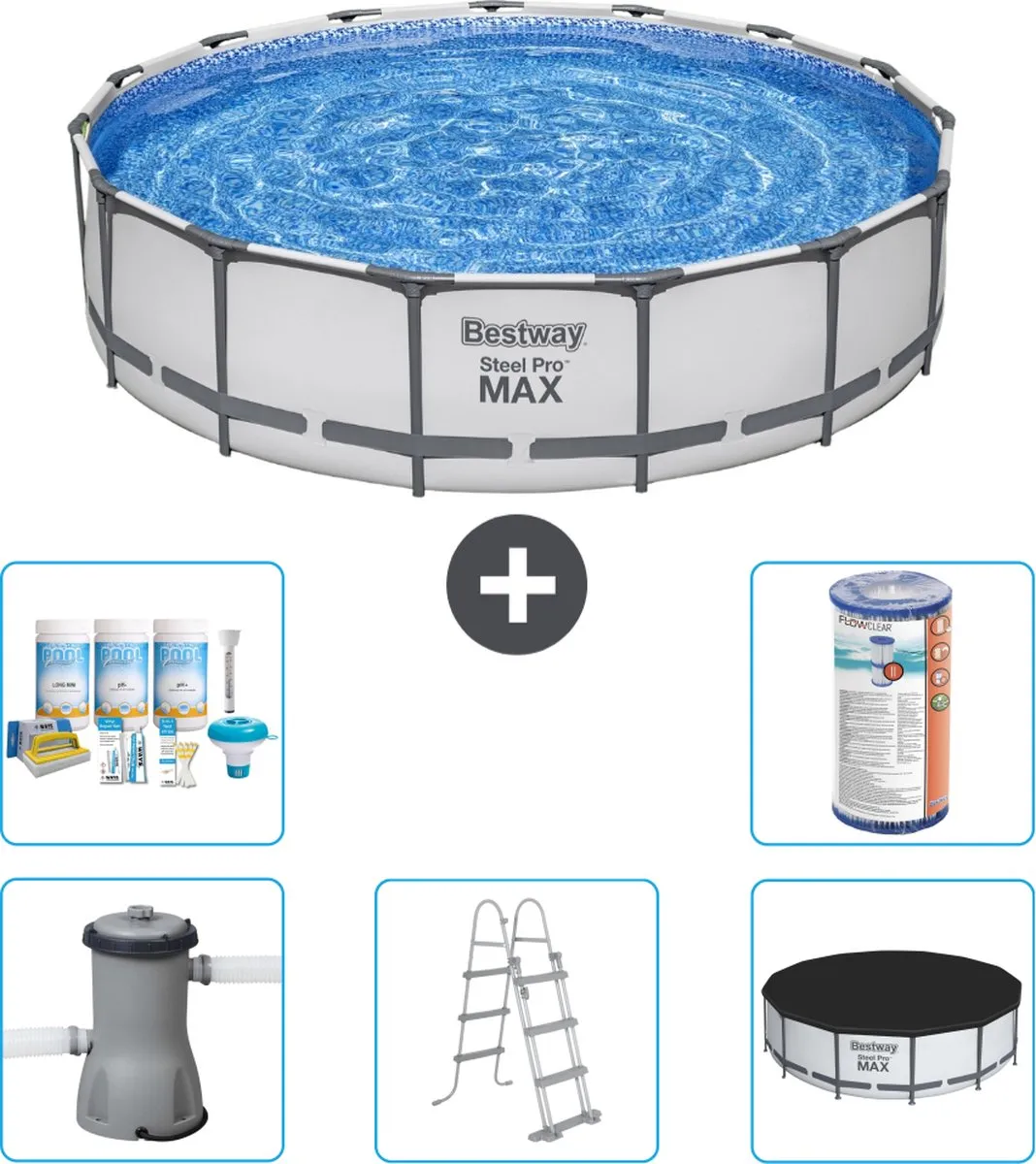 Bestway Steel Pro MAX Zwembad 457x107cm - Grijs