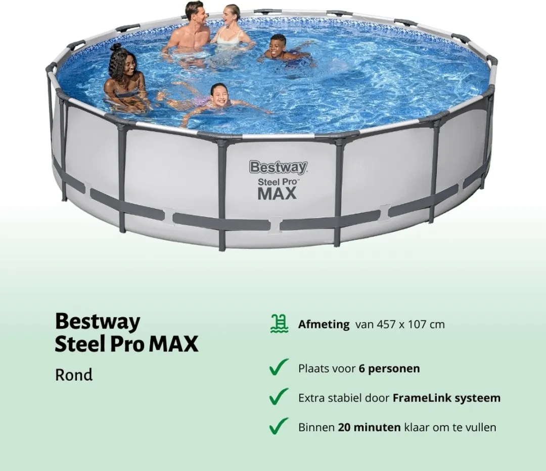Bestway Steel Pro MAX Zwembad 457x107cm - Grijs