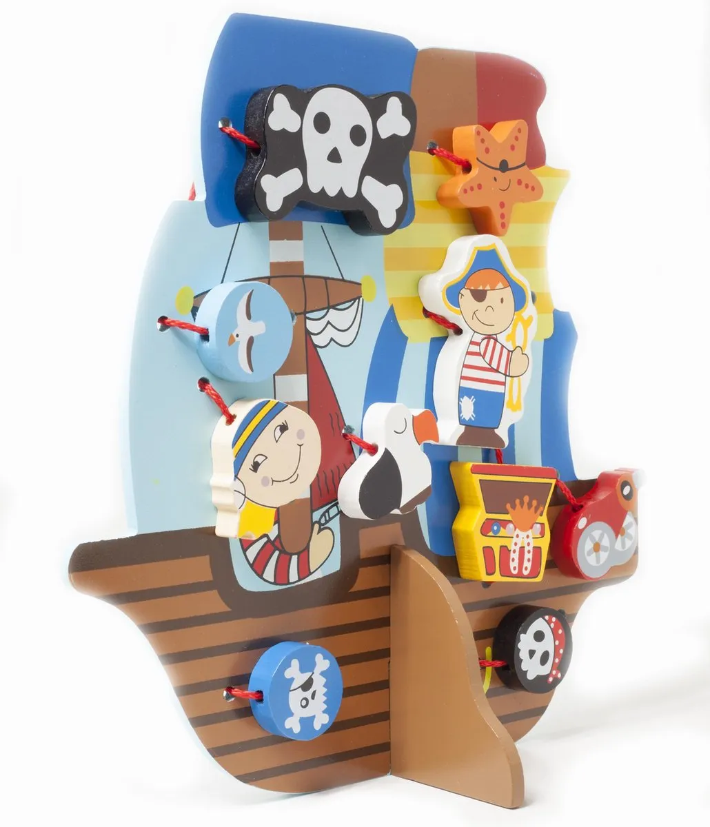 Playing Kids Piraten Touwenpuzzel 12 Stuks - Blauw/Bruin
