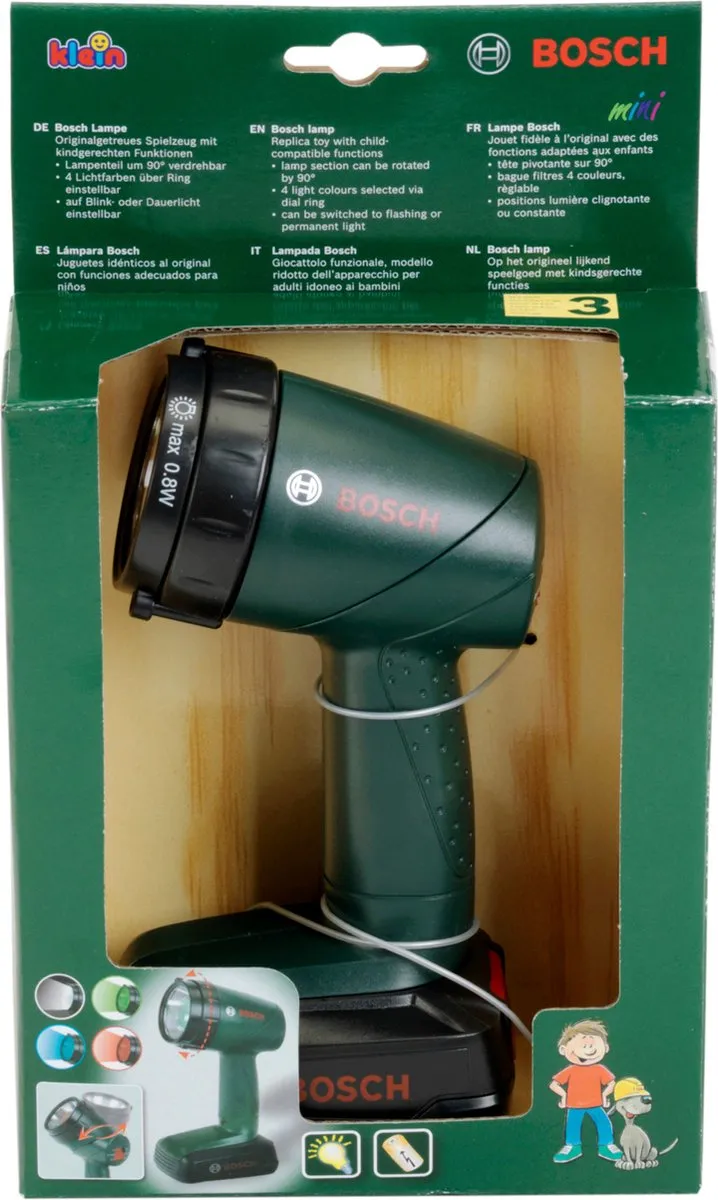 Klein Toys Bosch Mini Speelgoedlamp - Groen - 4 Kleuren - afbeelding 6 van 6