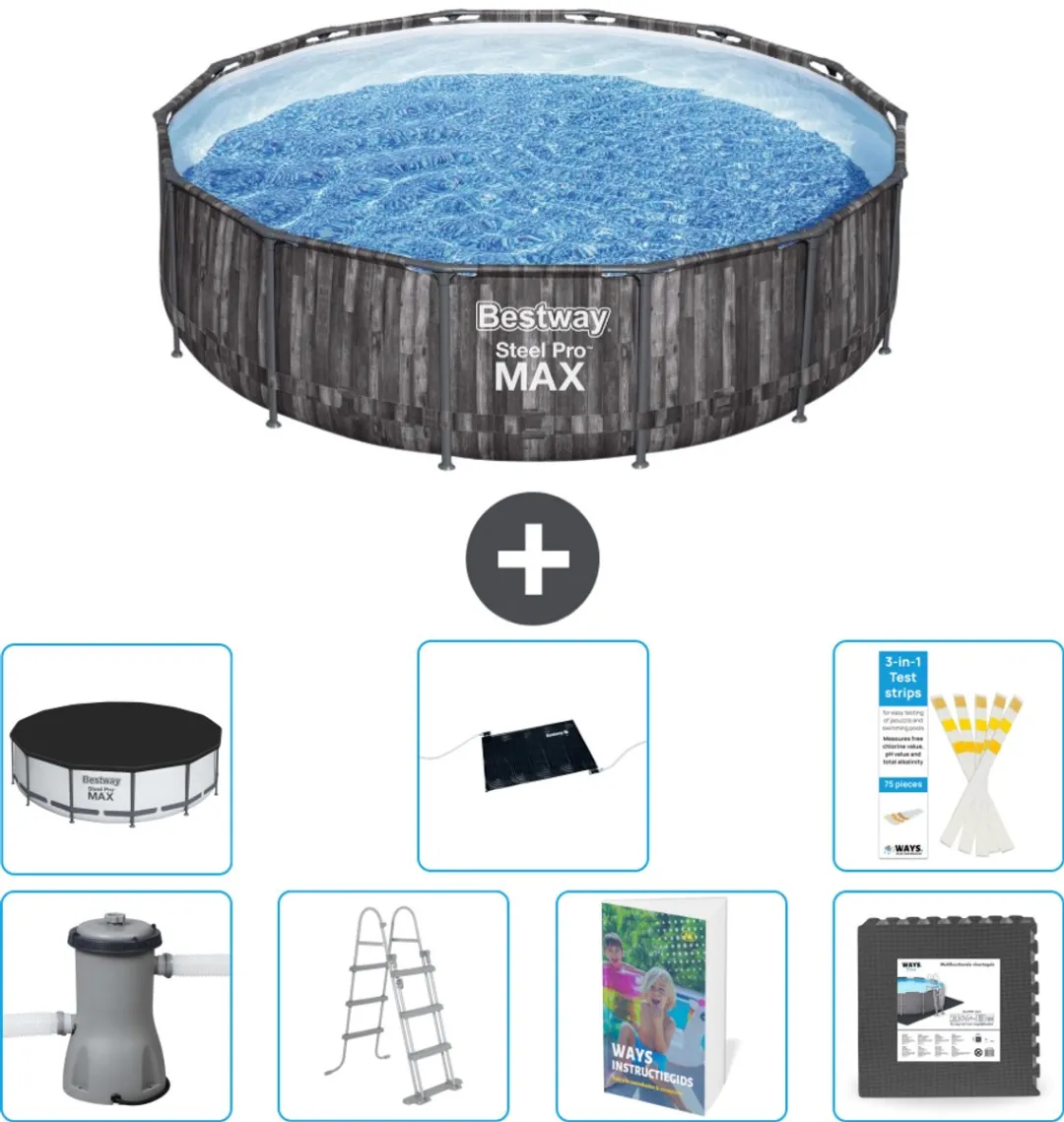 Bestway Steel Pro MAX Zwembad 427cm - 13030L - Grijs