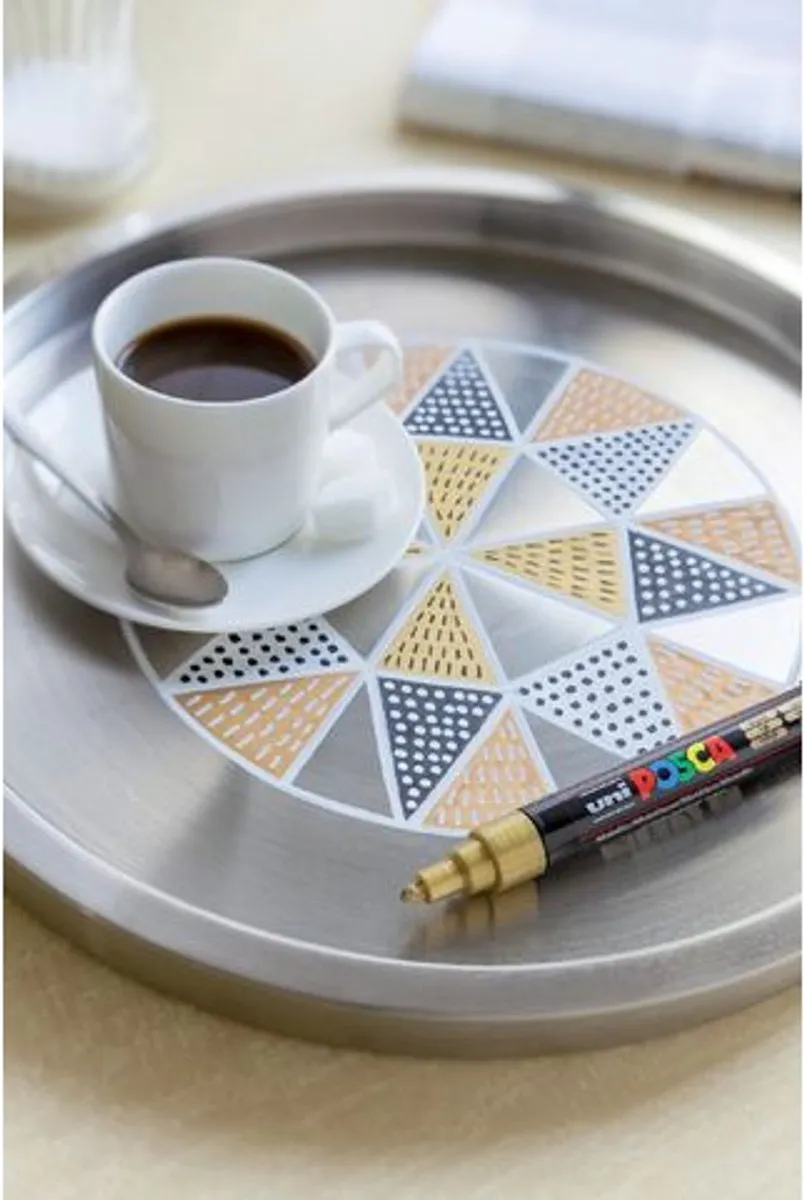 Posca Uni Posca PCF350 Penseel - Geel - Blauwe inkt