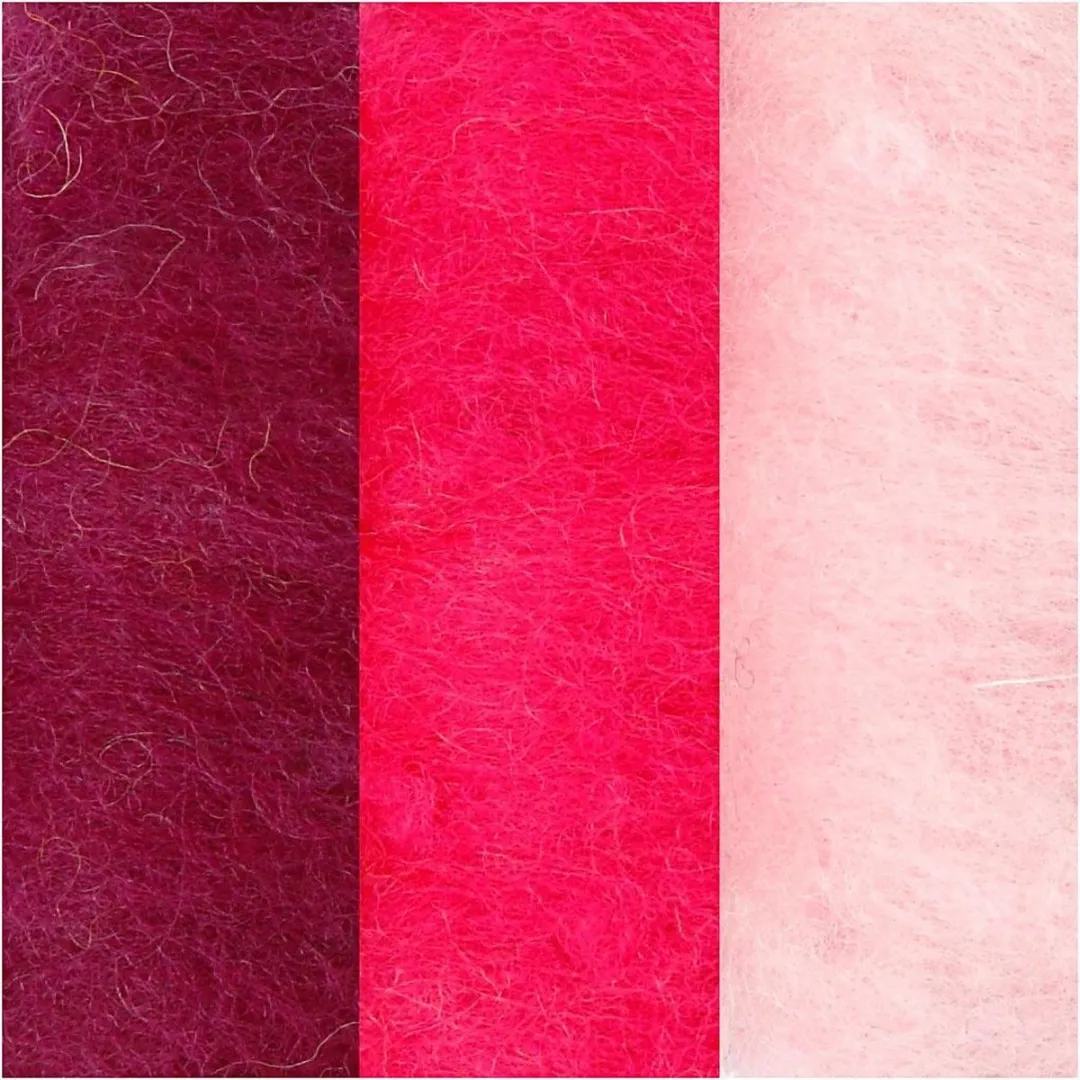 Creativ Company Gekaarde Wol Set 3x10g Roze Harmonie
