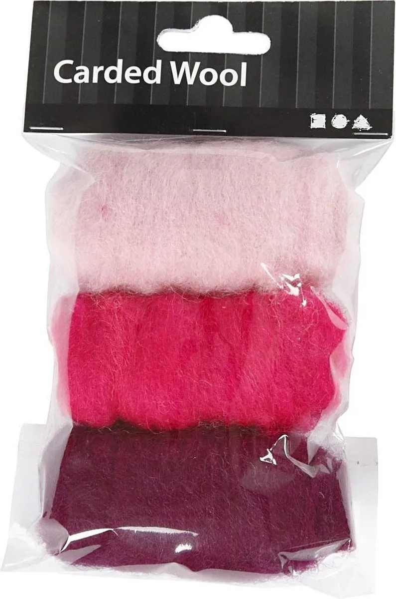Creativ Company Gekaarde Wol Set 3x10g Roze Harmonie