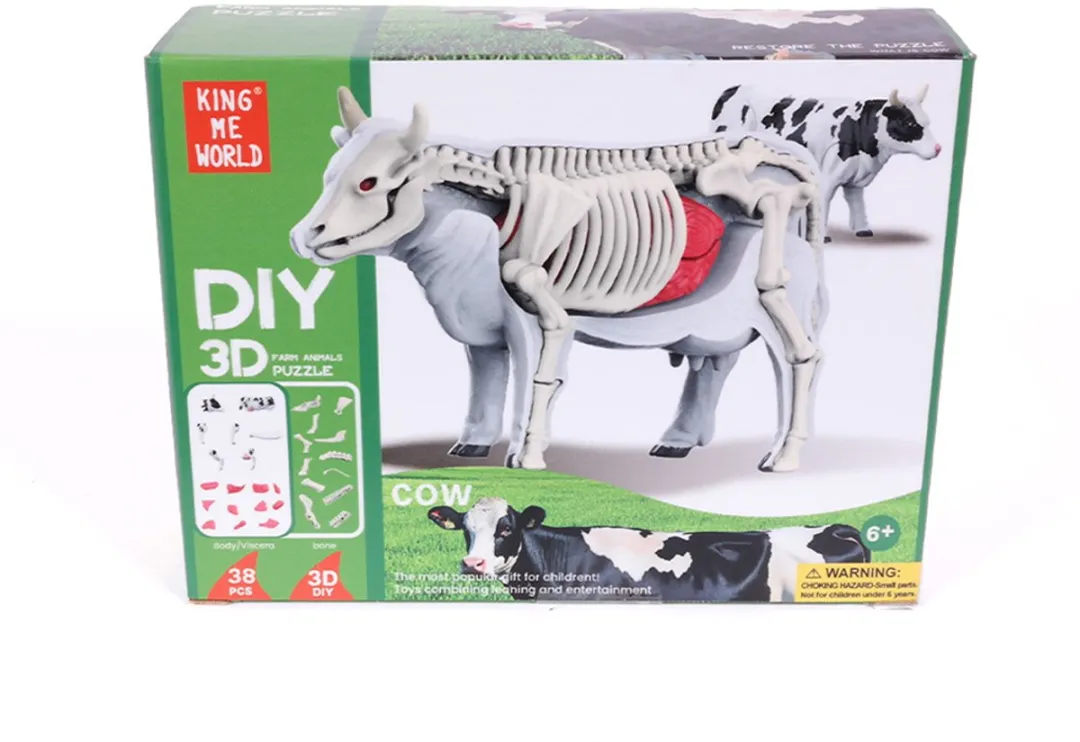 PIA Soft Toys 3D Anatomie Koe - Wit/Zwart