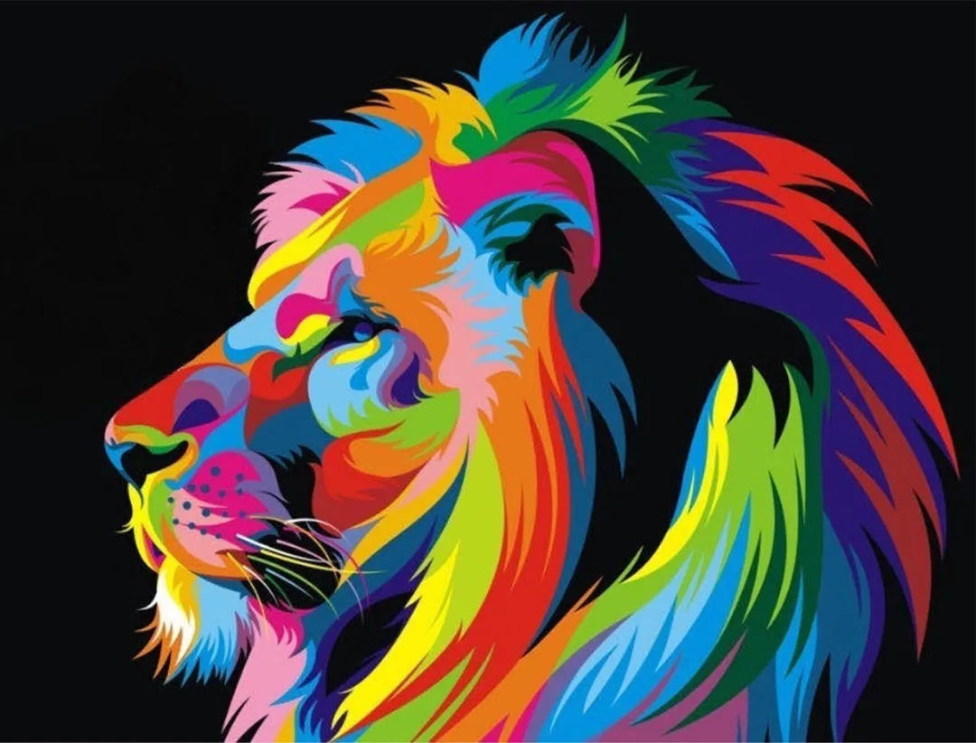 Toi-Toys Diamond Painting Kleurrijke Leeuw 50x40cm