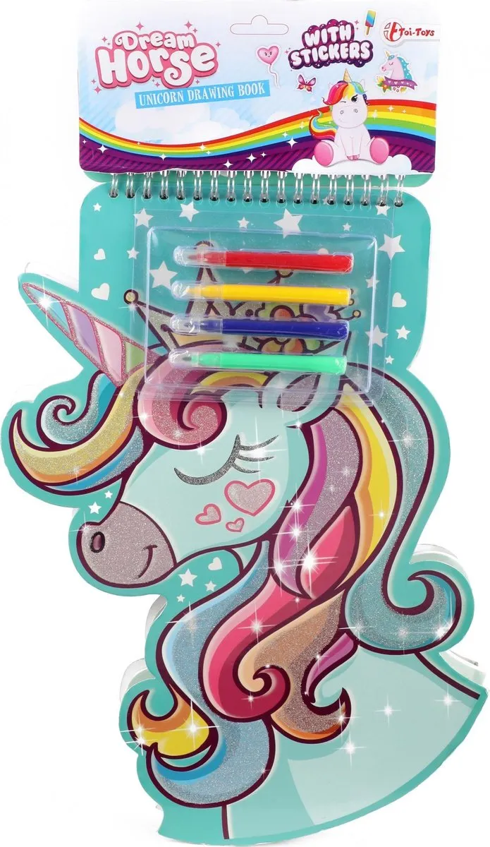 Toi-Toys Tekenblok Eenhoorn 6-delig - Turquoise