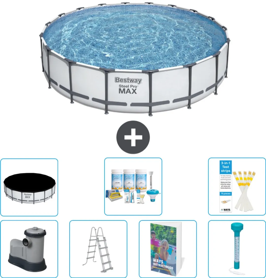 Bestway Steel Pro MAX Zwembad 549x122cm - Grijs - 23.062L