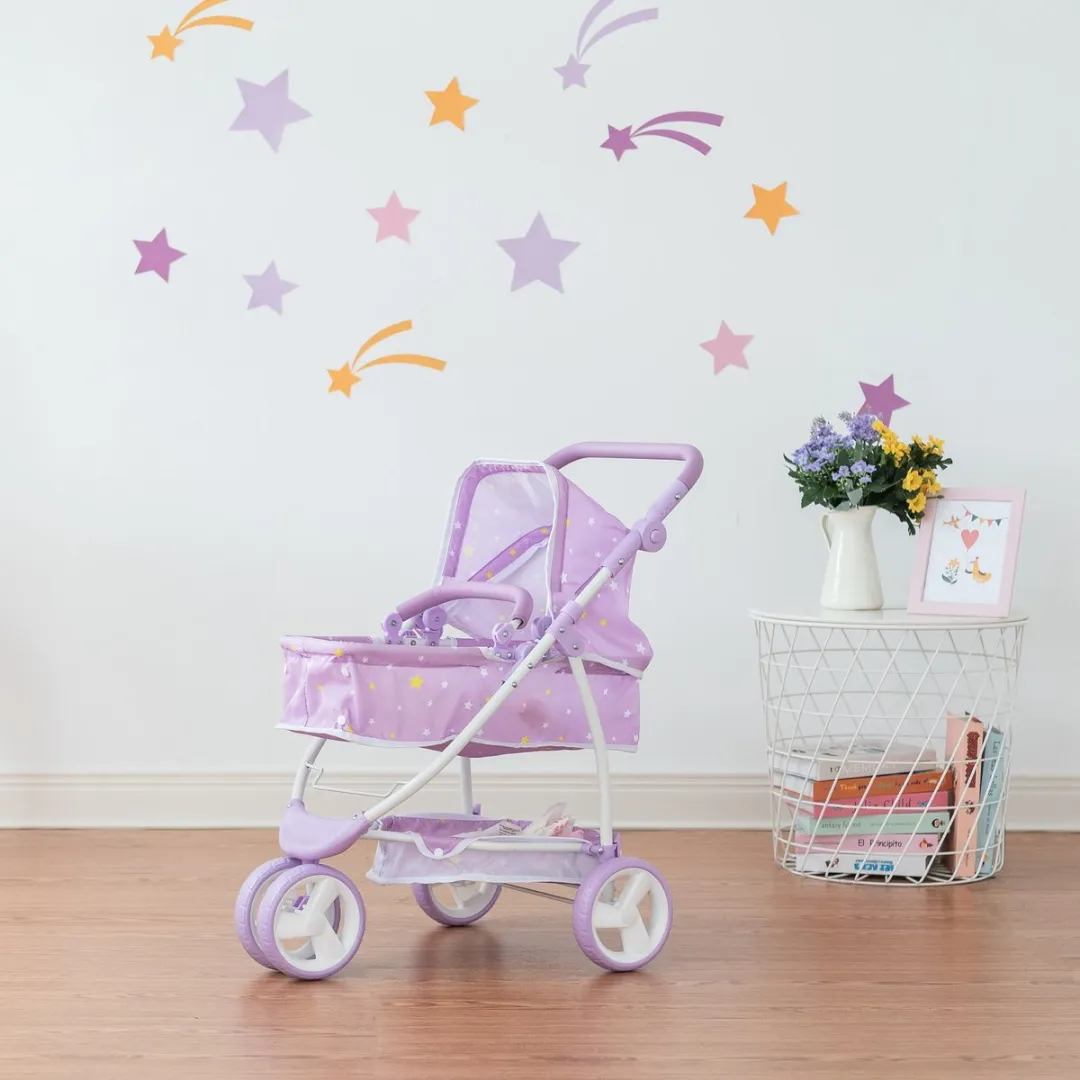 Teamson Kids 2-in-1 Poppenwagen OL-00010 - Paars