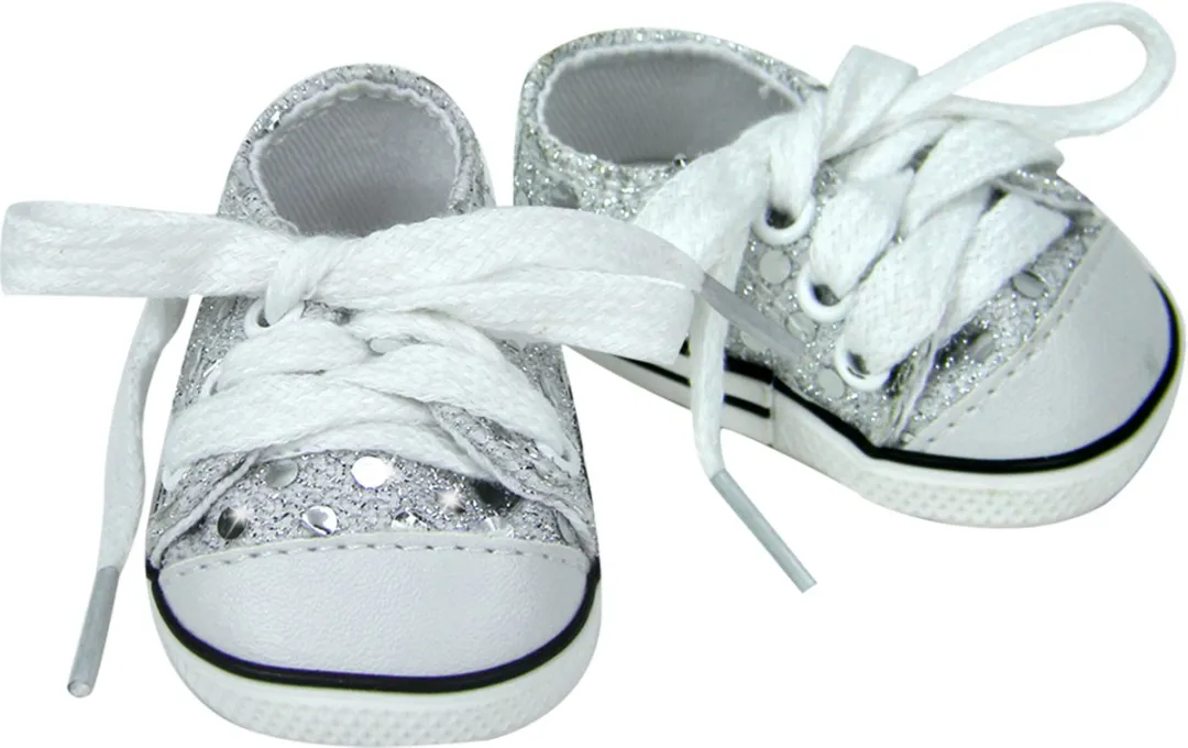 Sophia's by Teamson Kids Poppenkleding Sneakers S3-SQ-SL-UPC - Zilver - Babypop XS