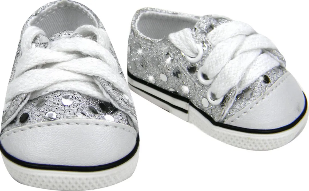Sophia's by Teamson Kids Poppenkleding Sneakers S3-SQ-SL-UPC - Zilver - Babypop XS