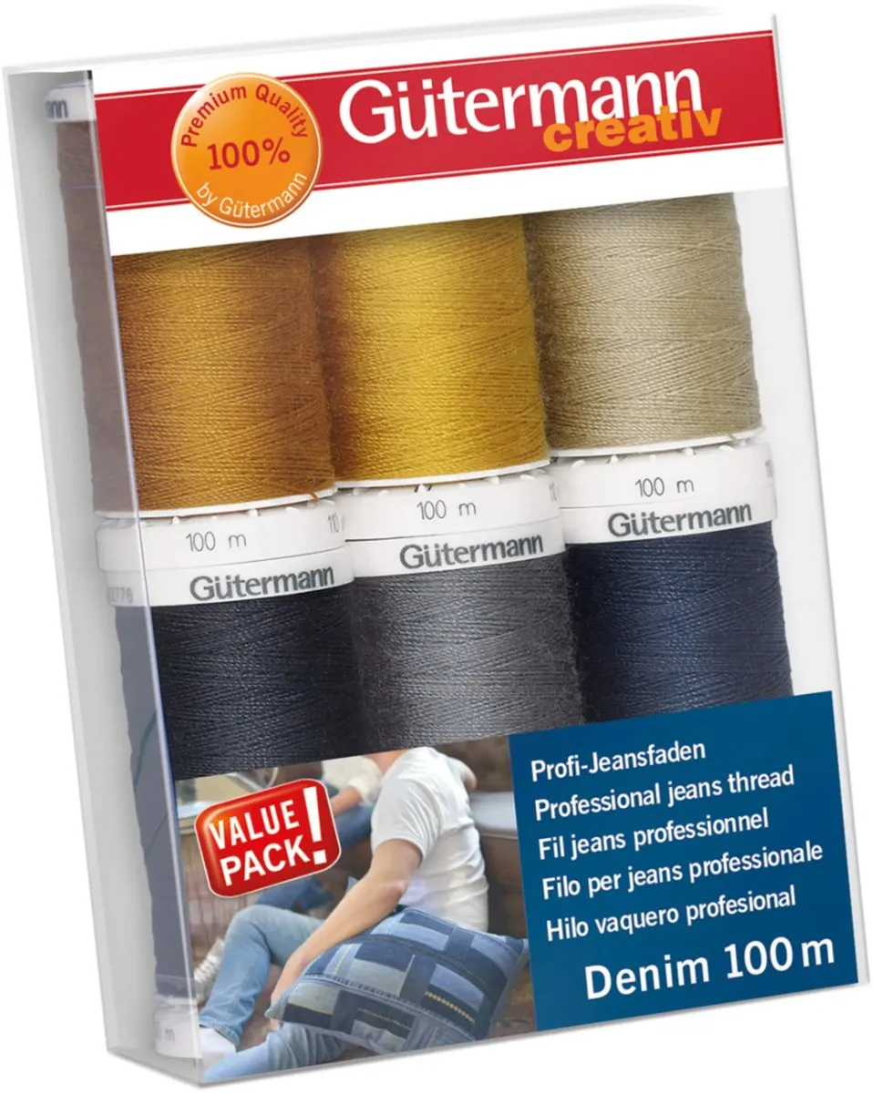 Gutermann Jeans Garen Set 6x100m - Blauw