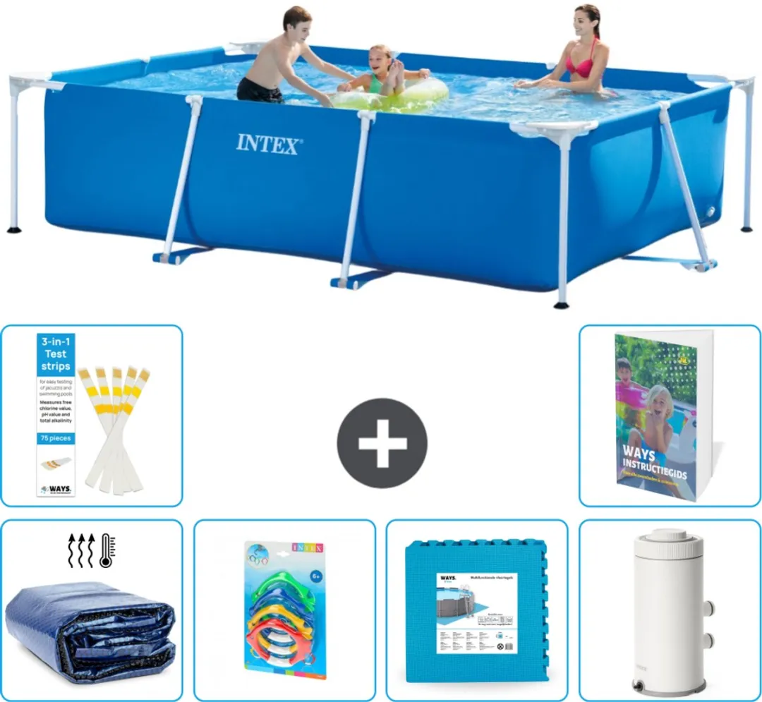Intex Rechthoekig Frame Zwembad 300x200x75cm - Blauw - 7-delig