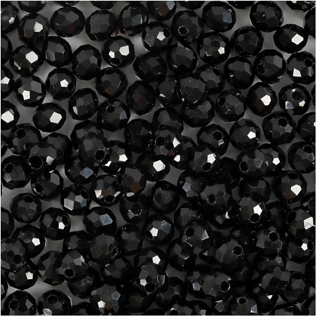 Creativ Company Glas Facet Kralen 3x4mm Metallic Zwart - 100 Stuks