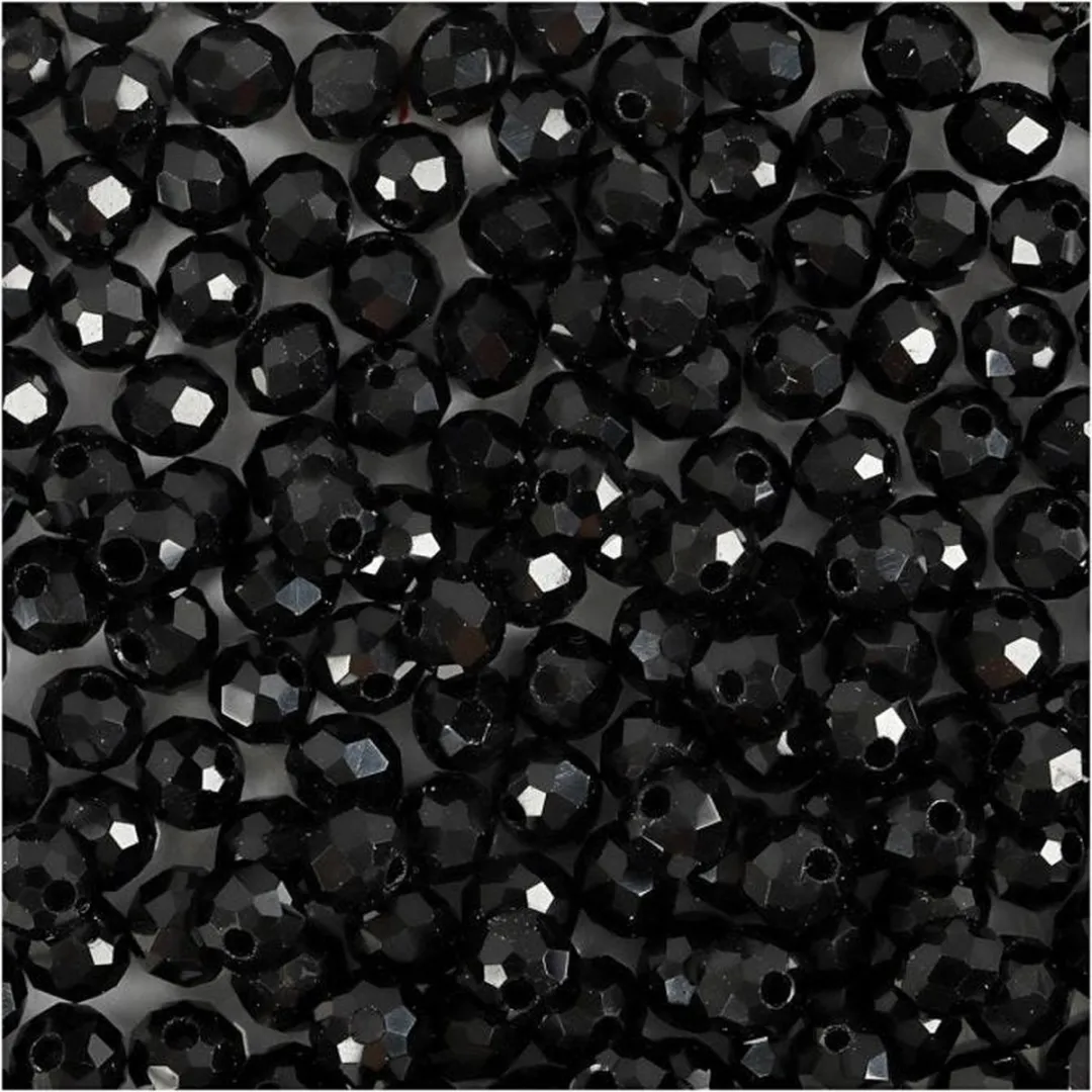 Creativ Company Glas Facet Kralen 3x4mm Metallic Zwart