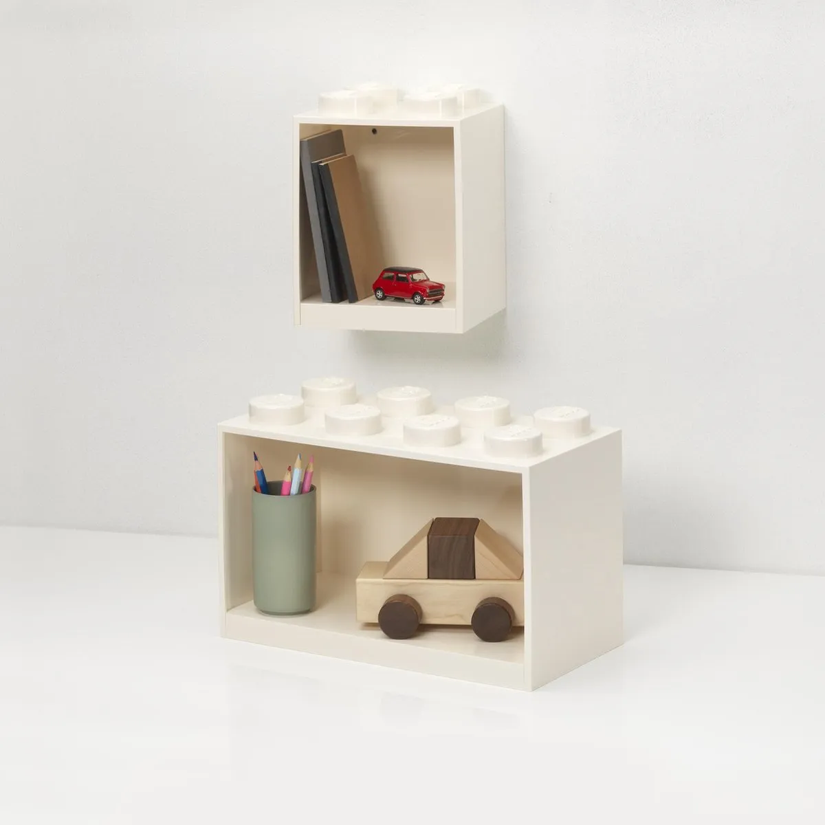 LEGO Iconic Wandschap Brick 4 en 8 - 2 Stuks - Wit