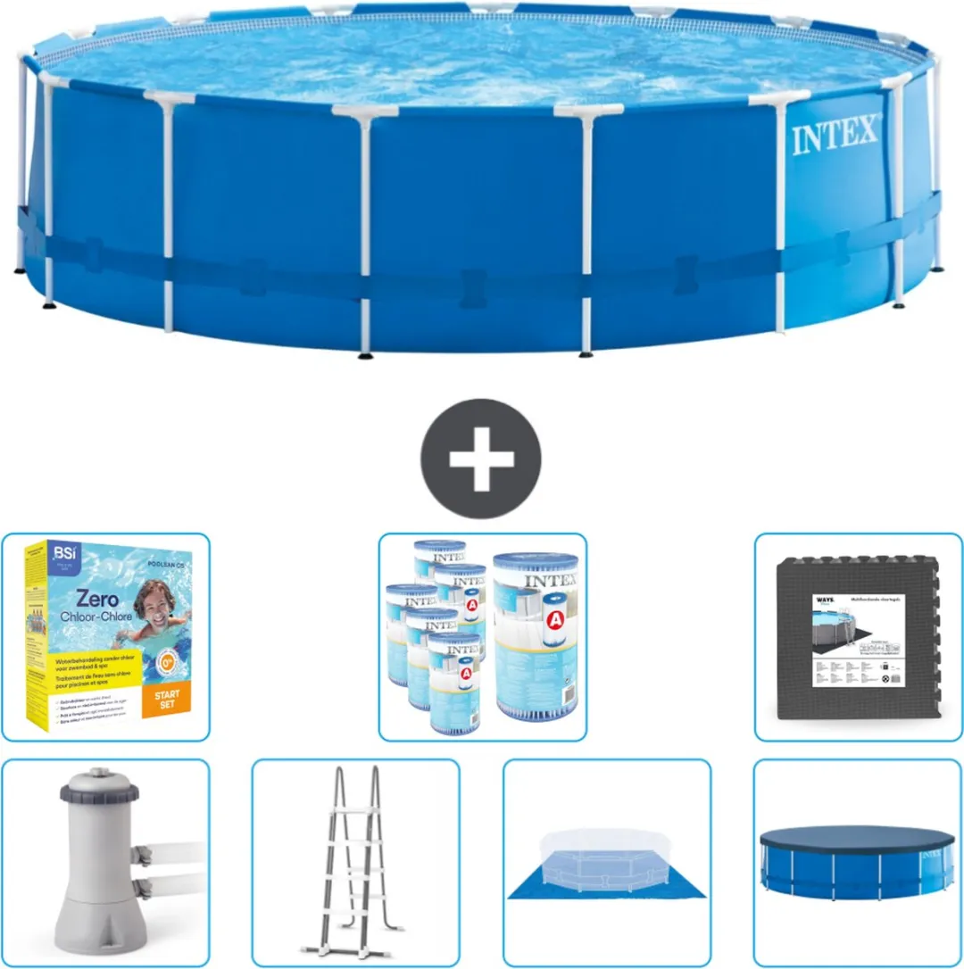 Intex 28242GN-Blauw Rond Frame Zwembad 457x122cm - Blauw