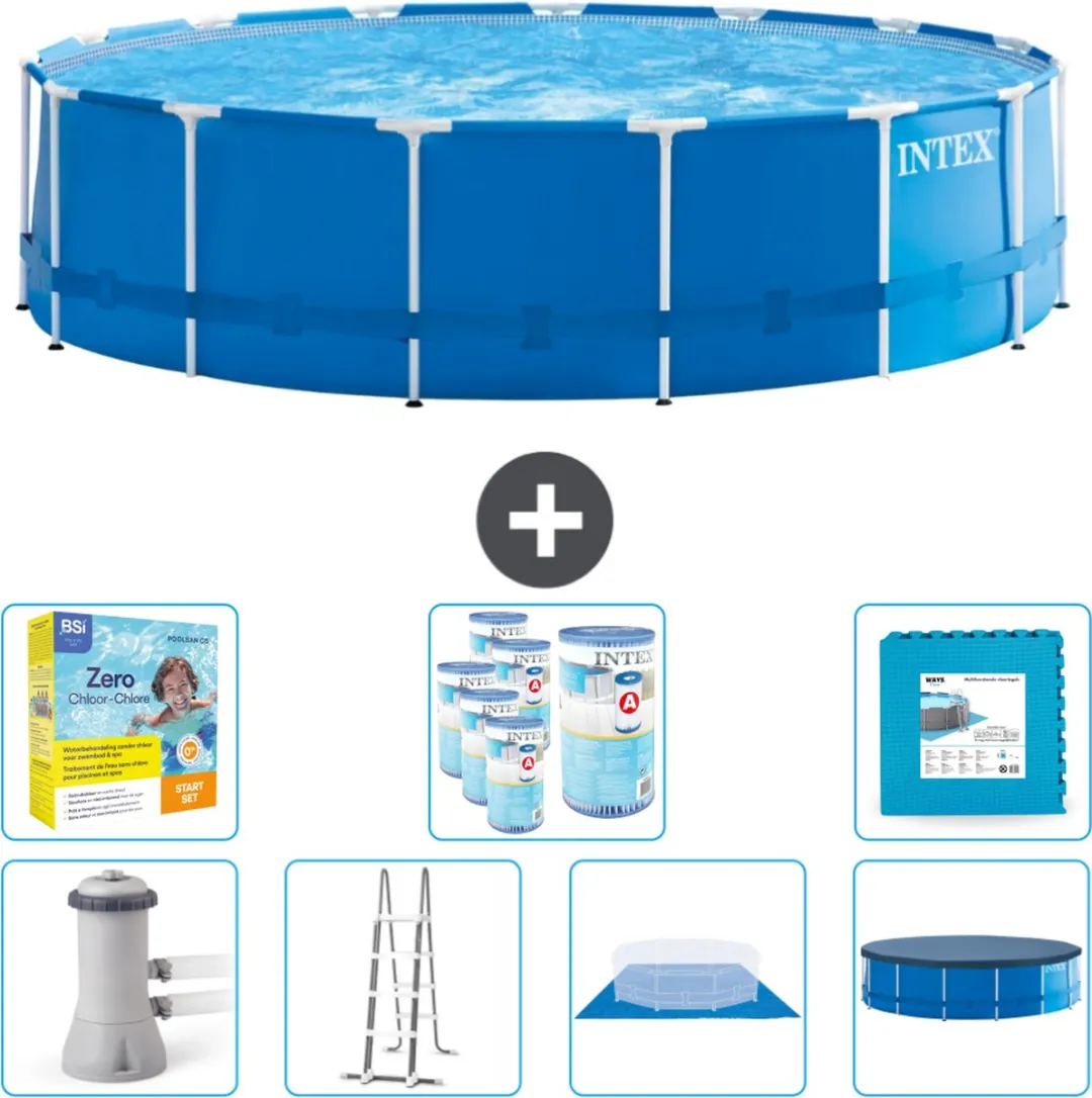 Intex 28242GN-Blauw Rond Frame Zwembad 457x122cm - Blauw