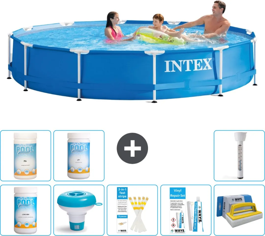 Intex 28210NP-Blauw Rond Frame Zwembad 366x76cm