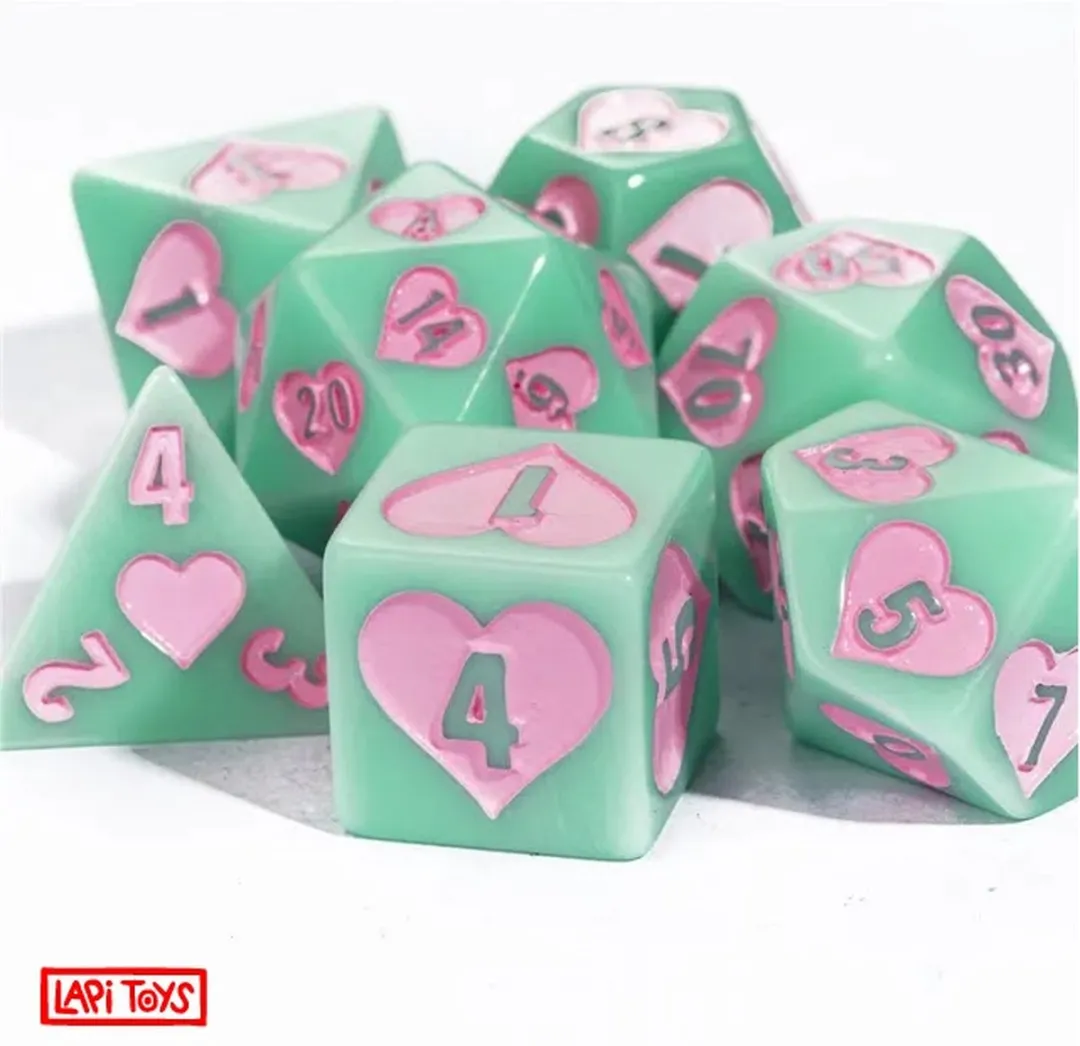 Lapi Toys D&D Dobbelstenen Set 7-delig - Acryl - Groen Roze