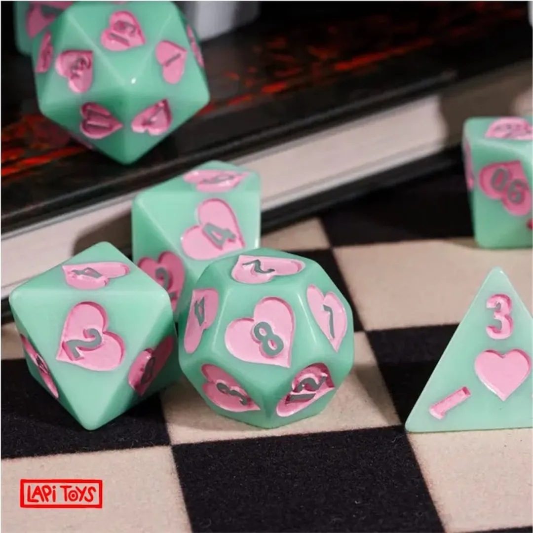Lapi Toys D&D Dobbelstenen Set 7-delig - Acryl - Groen Roze