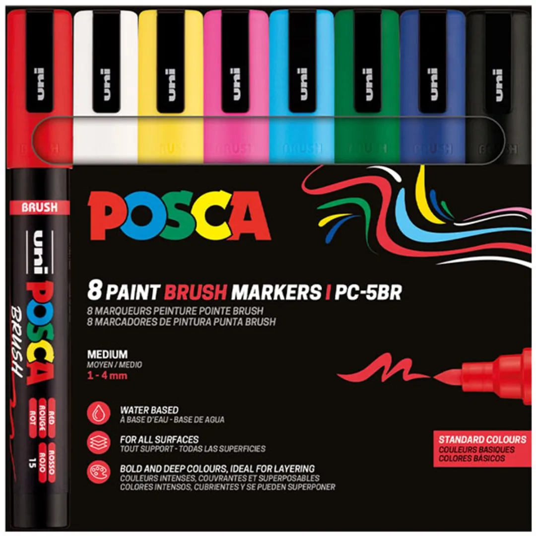 Posca PC-5BR Brushpunt Paintmarker - Blauw - 8 Stuks