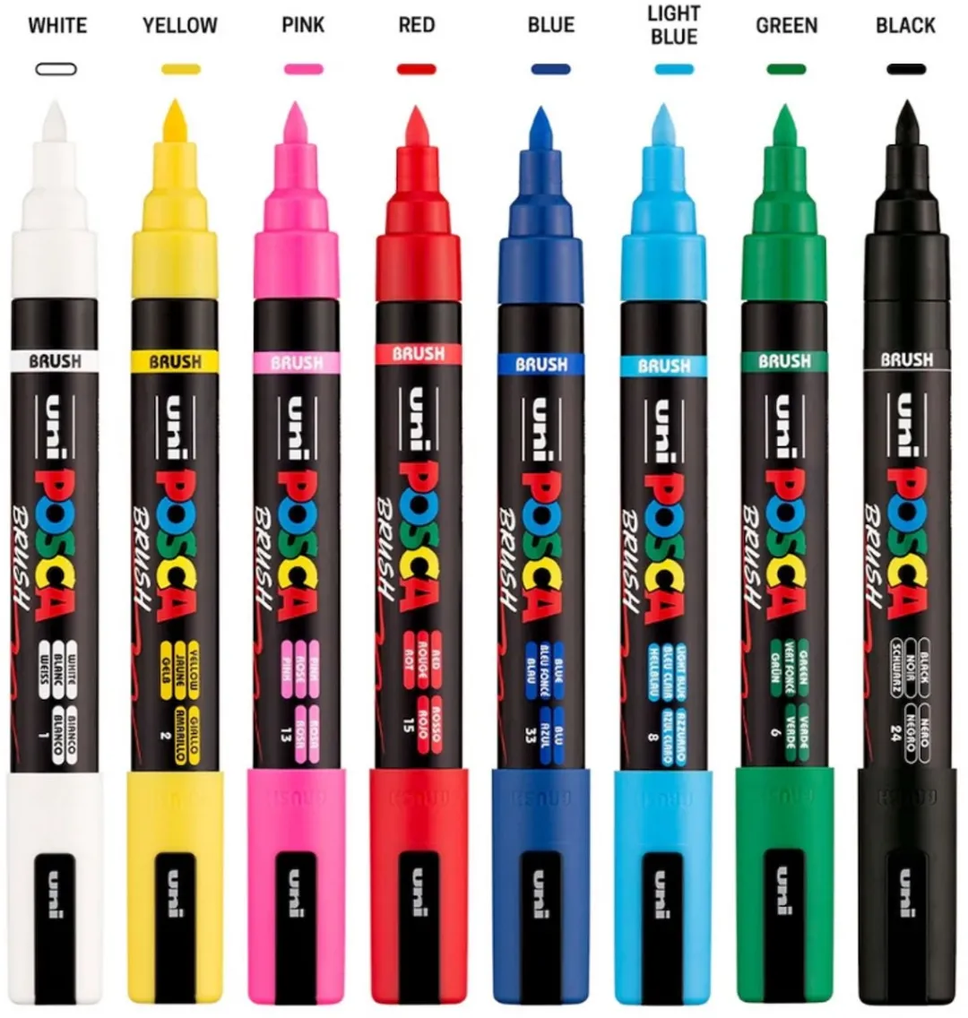 Posca PC-5BR Brushpunt Paintmarker - Blauw - 8 Stuks