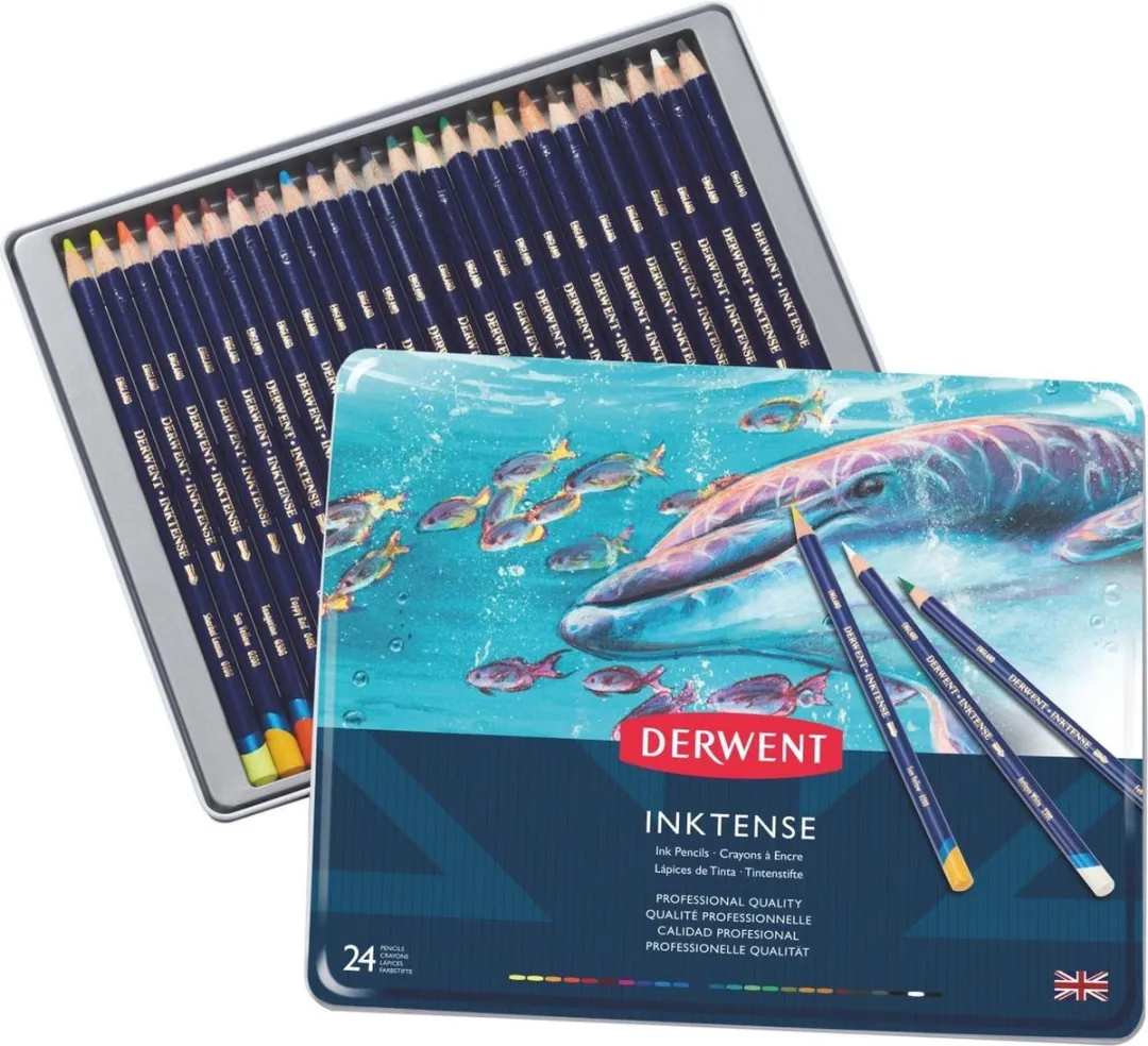 Derwent Inktense Kleurpotloden In Blik - 24 Stuks - Assorti