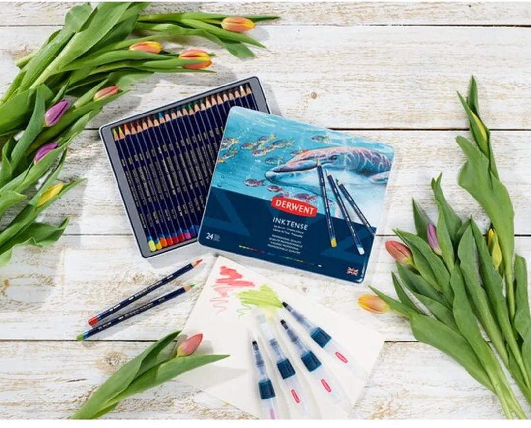 Derwent Inktense Kleurpotloden In Blik - 24 Stuks - Assorti