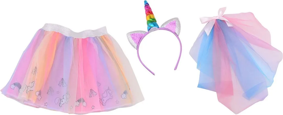 Johntoy Verkleedset Eenhoorn - 3-delig - One size - Meerdere kleuren
