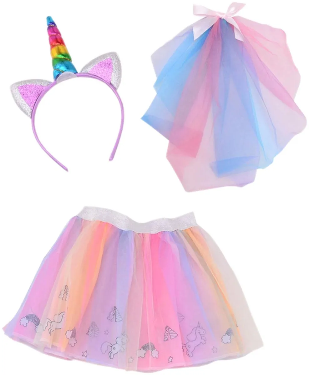 Johntoy Verkleedset Eenhoorn - 3-delig - One size - Meerdere kleuren