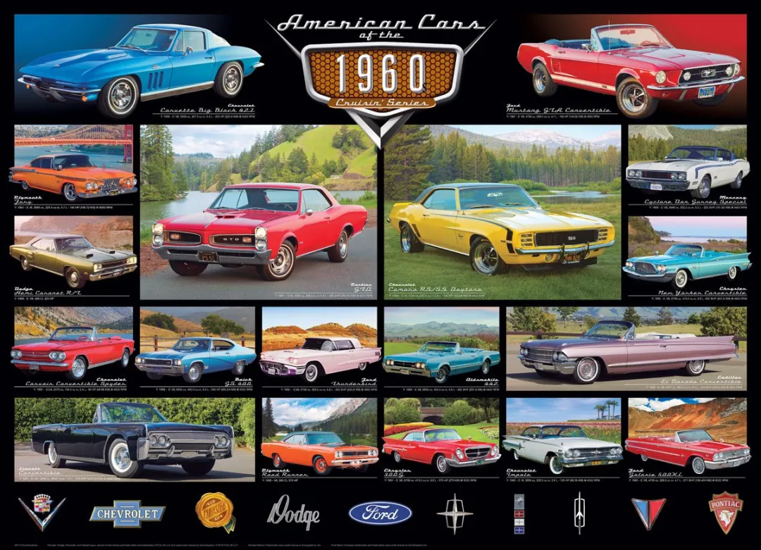 Eurographics American Cars of the 1960s Puzzel 1000 Stuks